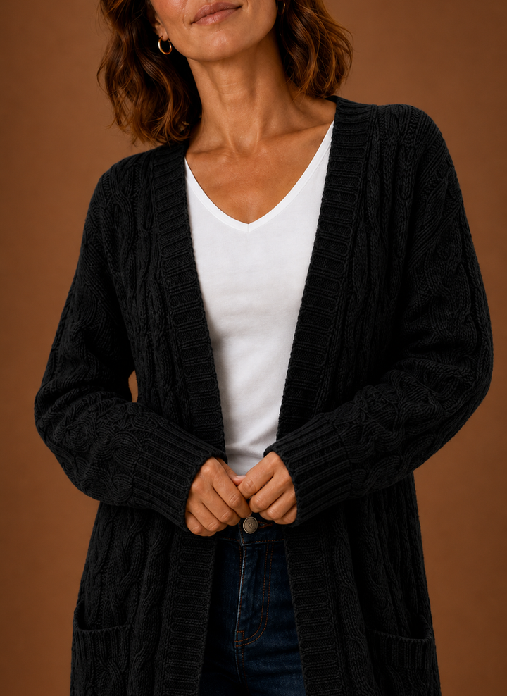 Cable Knit Cardigan for Women - Hooded Long | Areleon