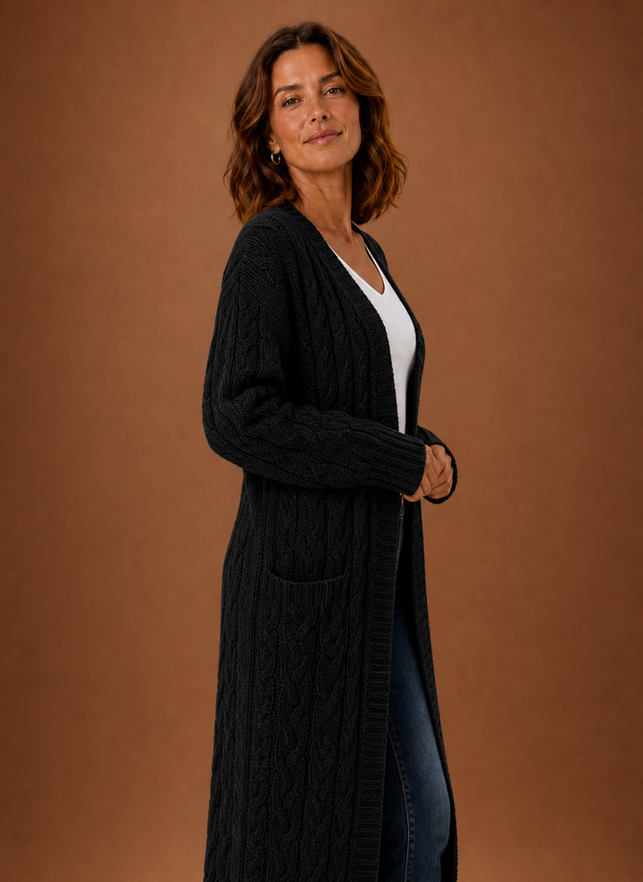 Cable Knit Cardigan for Women - Hooded Long | Areleon