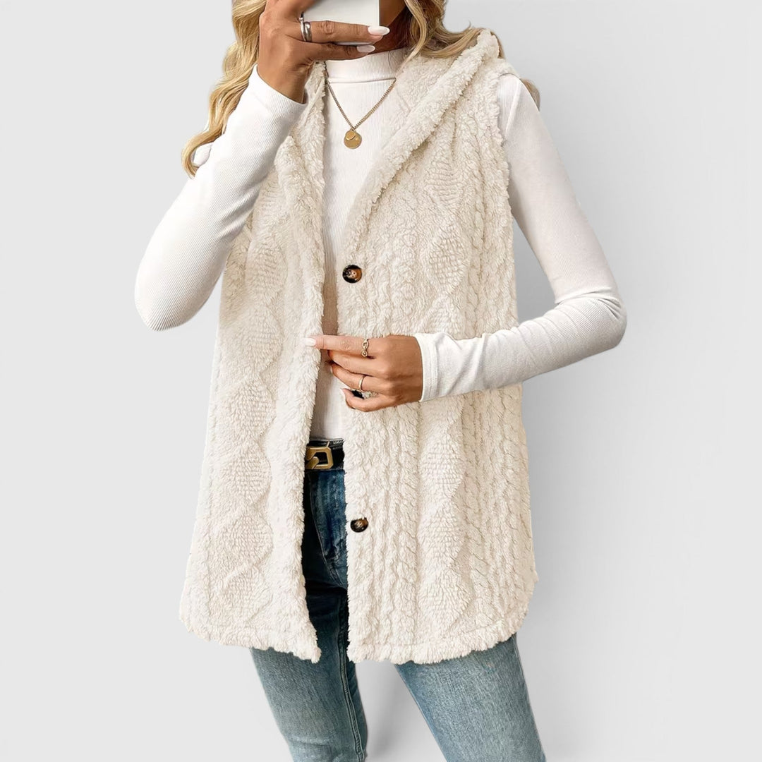 Blossom | Women's Warm Vest Button Front Hooded Outerwear