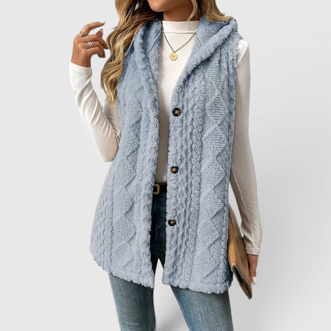 Blossom | Women's Warm Vest Button Front Hooded Outerwear