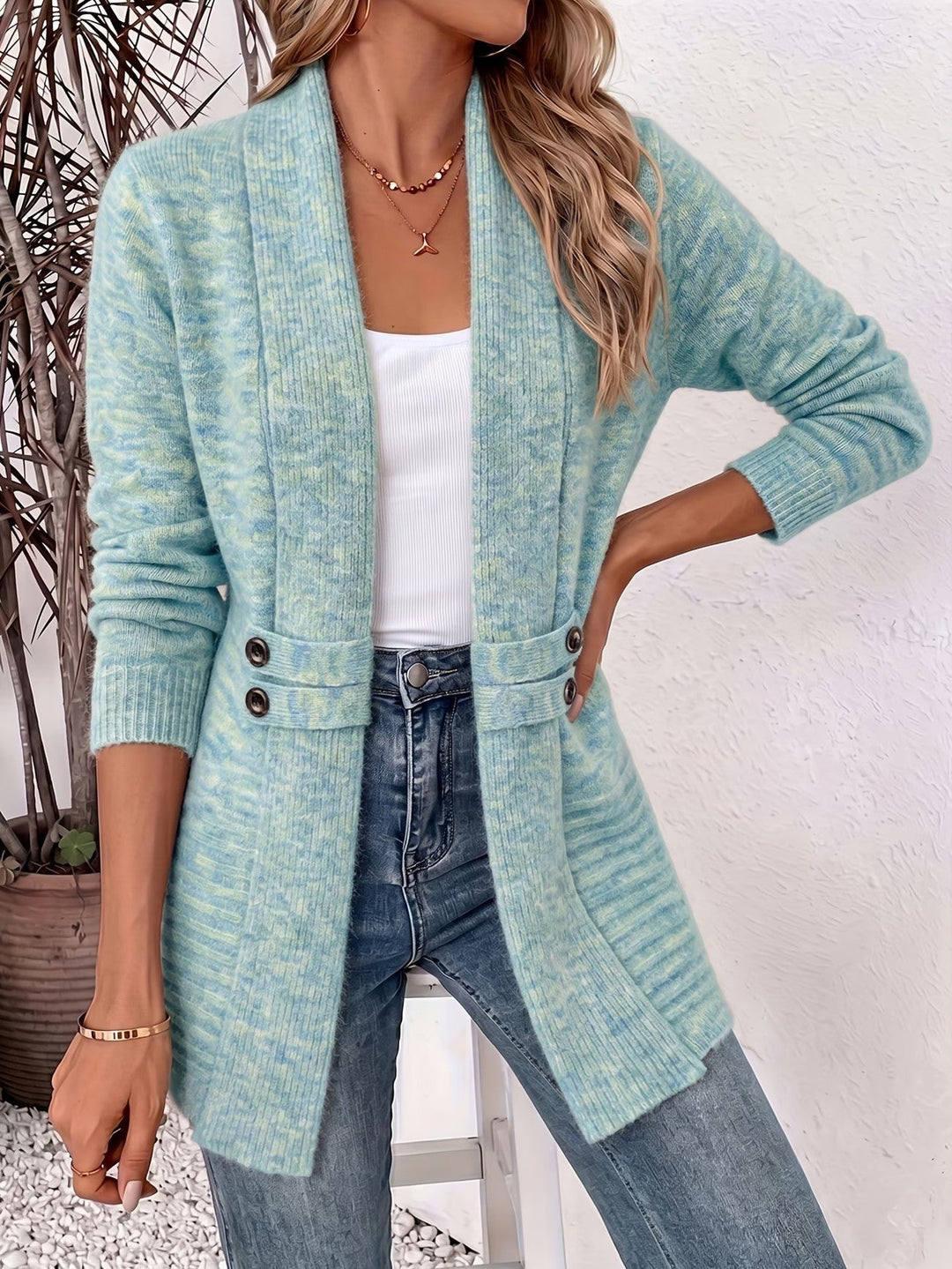Daphne | Ribbed Button-Tab Cardigan