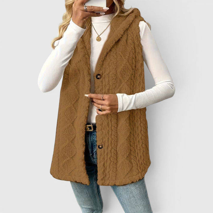 Blossom | Women's Warm Vest Button Front Hooded Outerwear