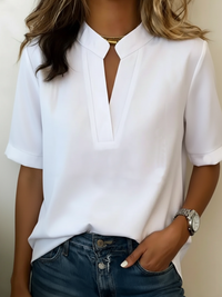 Élise — Elegant Short Sleeve V-Neck Blouse