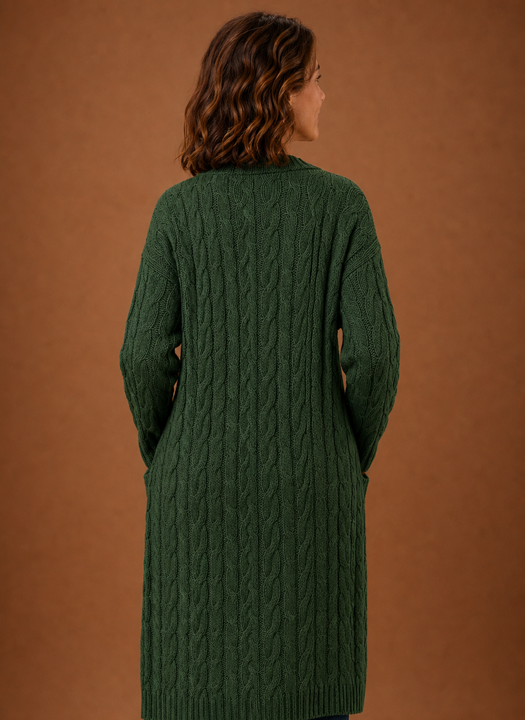 Cable Knit Cardigan for Women - Hooded Long | Areleon