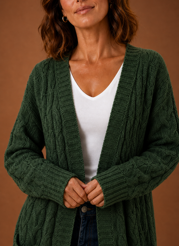 Cable Knit Cardigan for Women - Hooded Long | Areleon