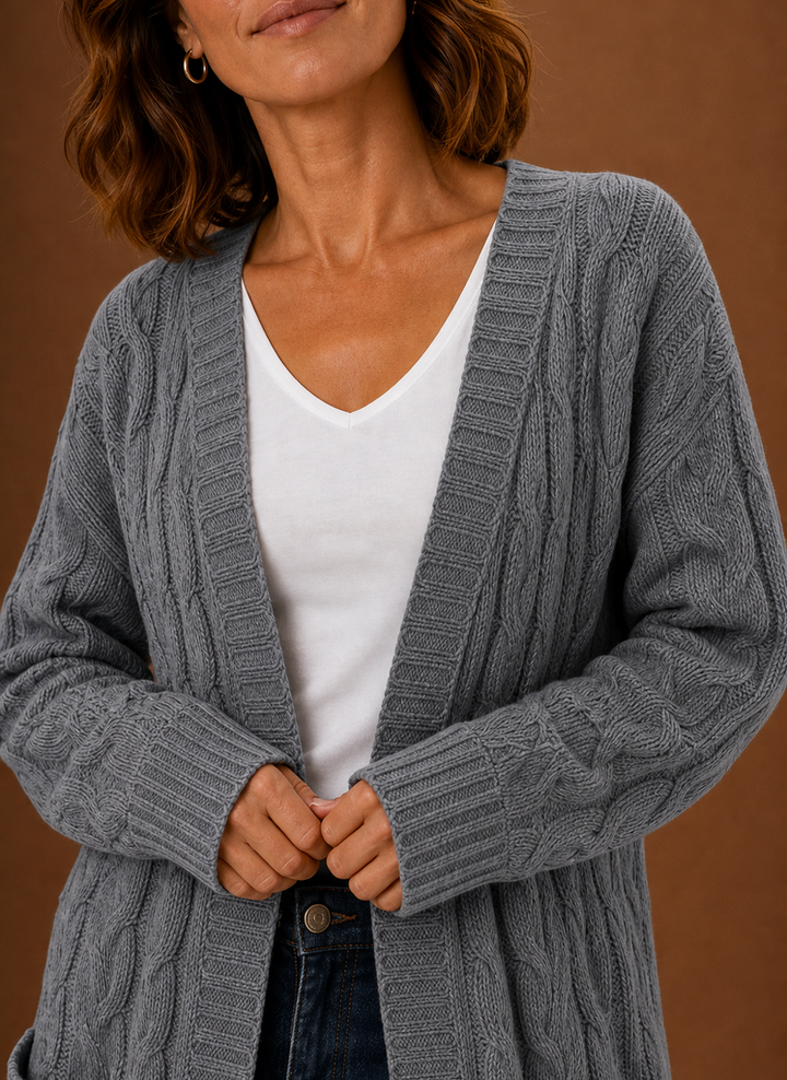 Cable Knit Cardigan for Women - Hooded Long | Areleon