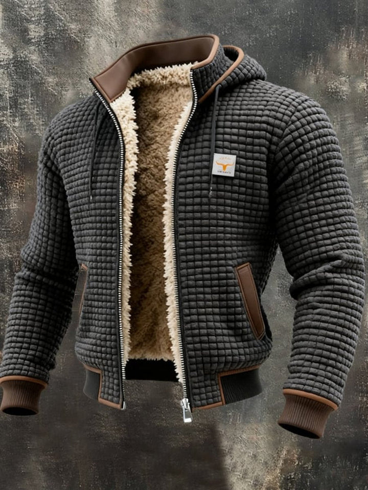 James | Mens Quilted Jacket Fleece-Lined Hooded Zip-Up Thermal Coat
