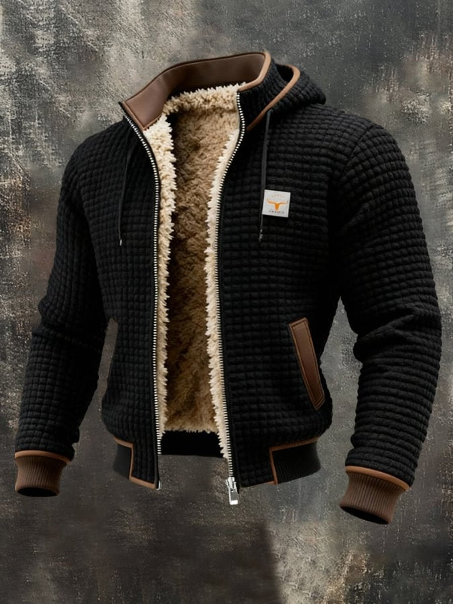 James | Mens Quilted Jacket Fleece-Lined Hooded Zip-Up Thermal Coat