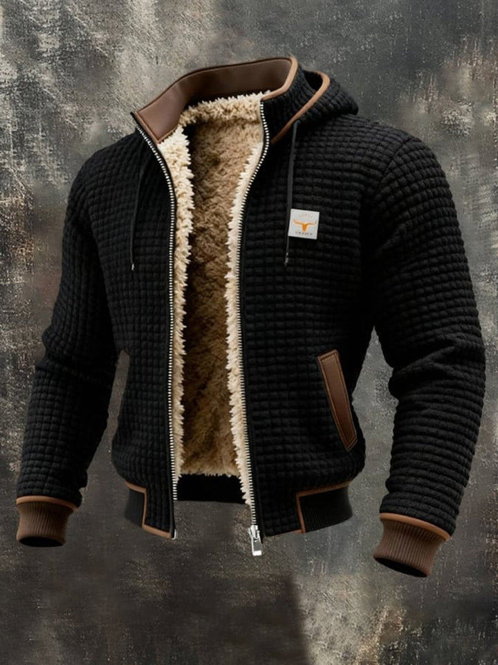 James | Mens Quilted Jacket Fleece-Lined Hooded Zip-Up Thermal Coat