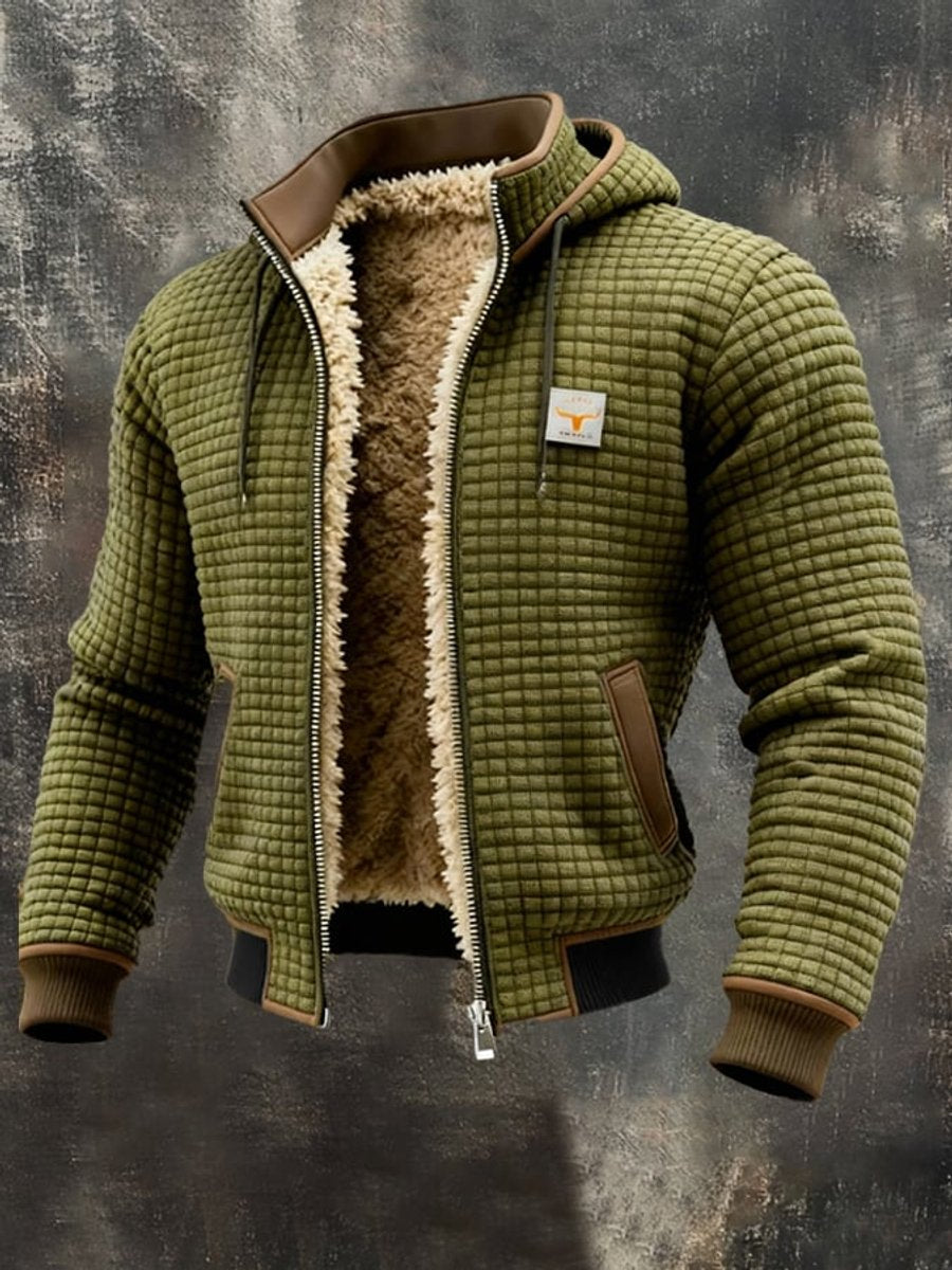 James | Mens Quilted Jacket Fleece-Lined Hooded Zip-Up Thermal Coat