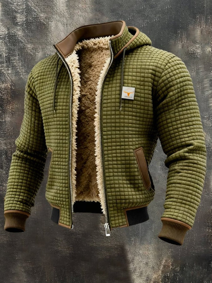James | Mens Quilted Jacket Fleece-Lined Hooded Zip-Up Thermal Coat