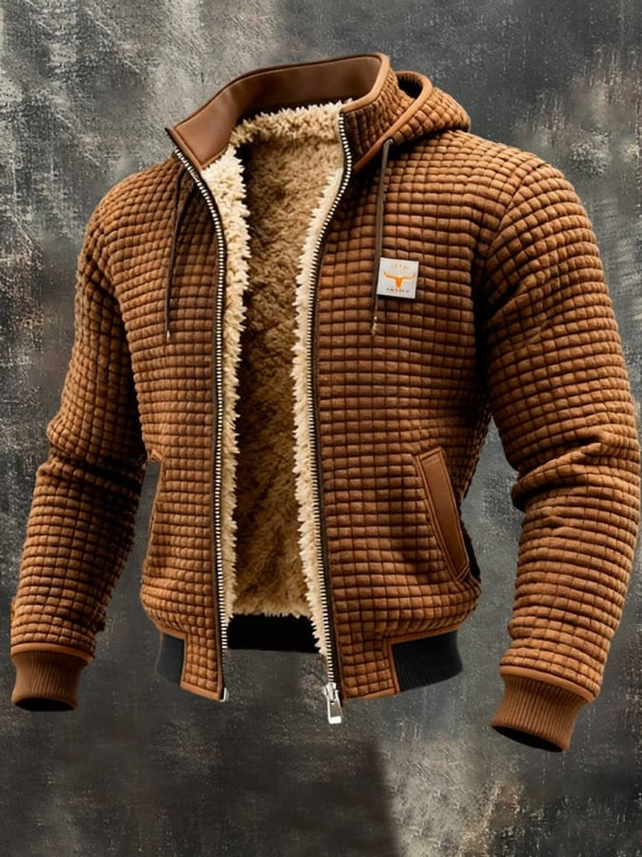 James | Mens Quilted Jacket Fleece-Lined Hooded Zip-Up Thermal Coat