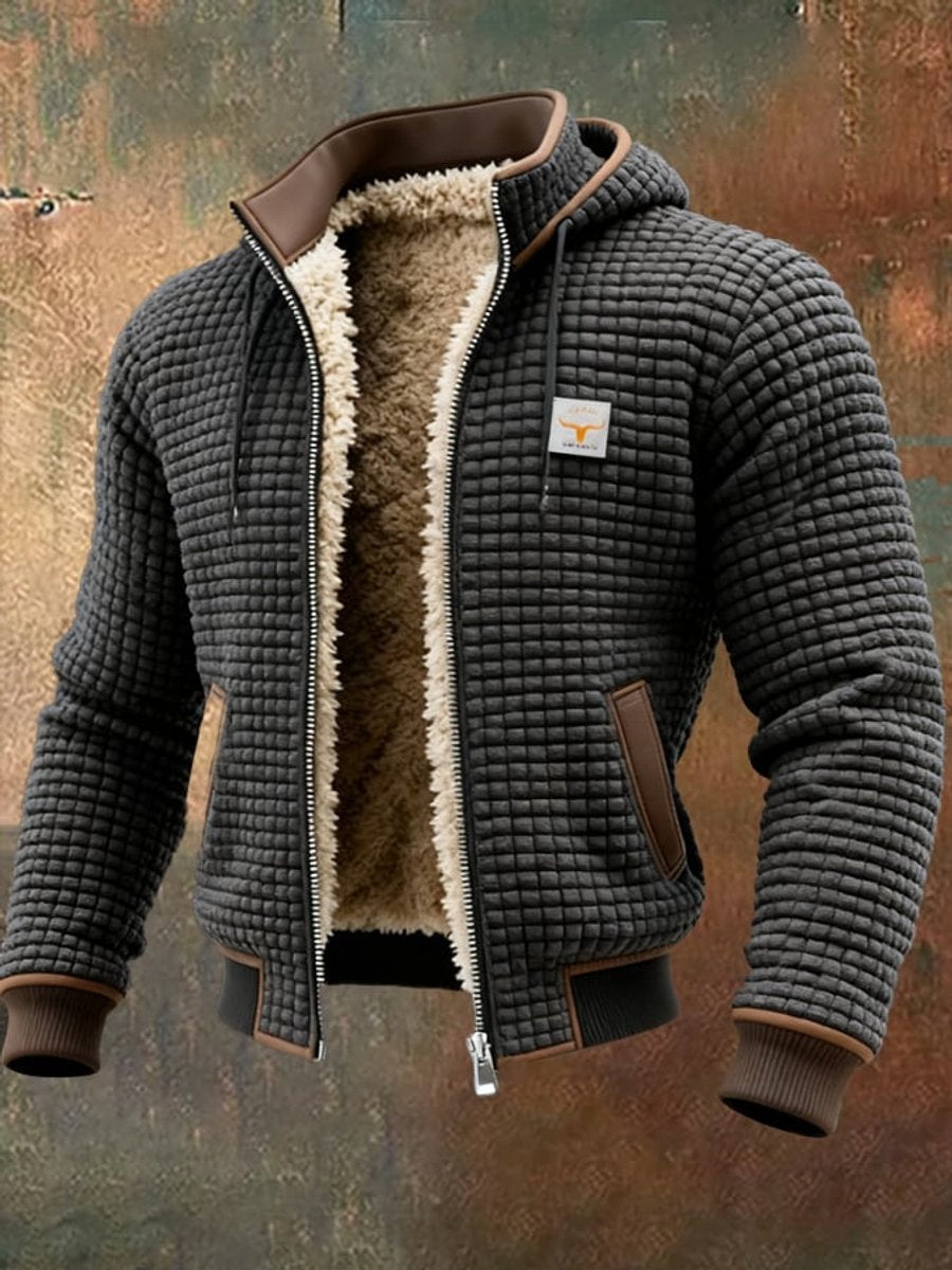 James | Mens Quilted Jacket Fleece-Lined Hooded Zip-Up Thermal Coat