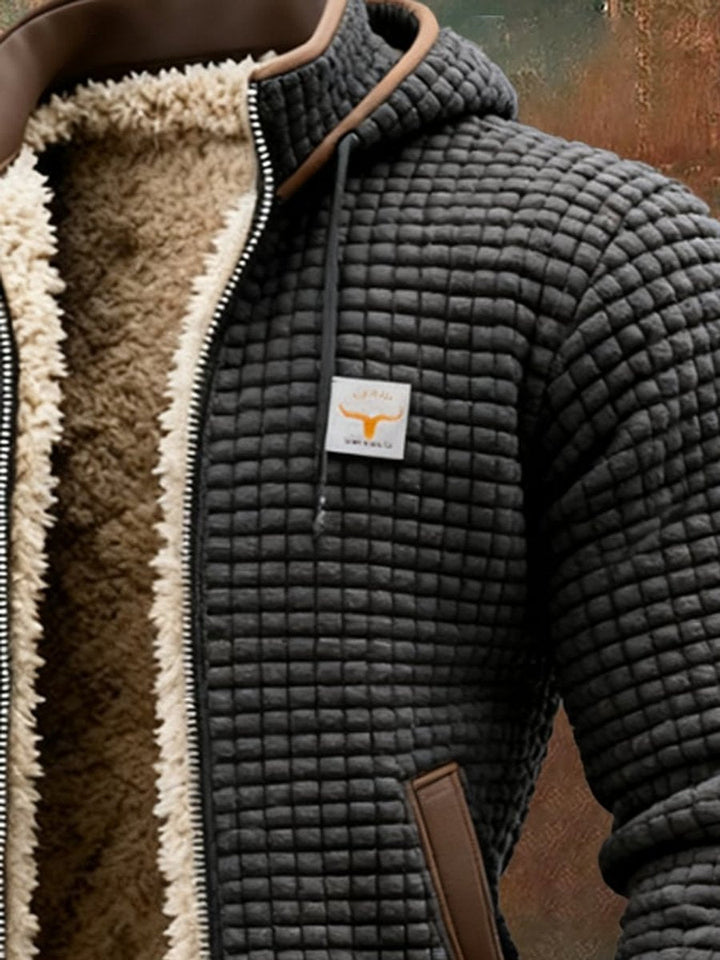 James | Mens Quilted Jacket Fleece-Lined Hooded Zip-Up Thermal Coat