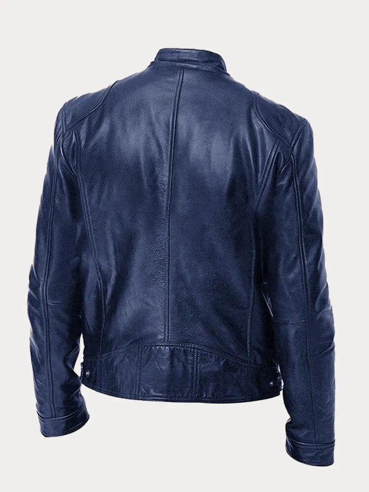 Oliver | Mens Quilted Jacket Slim-Fit Biker Faux Leather Zip-Up