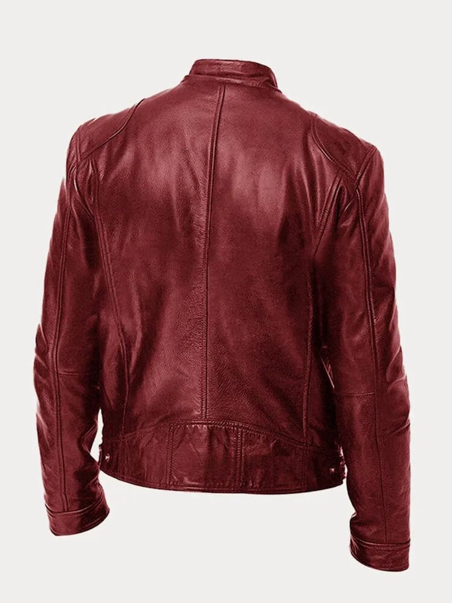 Oliver | Mens Quilted Jacket Slim-Fit Biker Faux Leather Zip-Up
