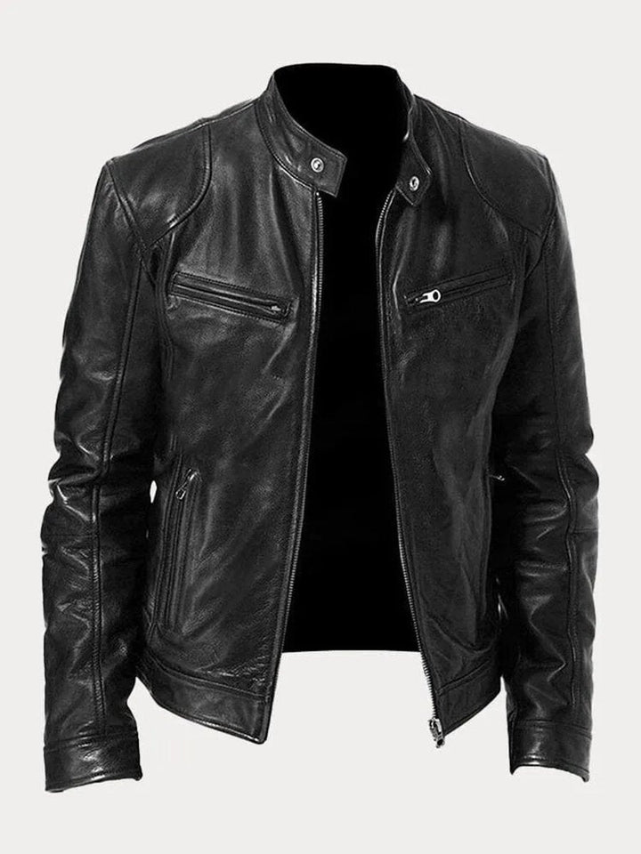 Oliver | Mens Quilted Jacket Slim-Fit Biker Faux Leather Zip-Up