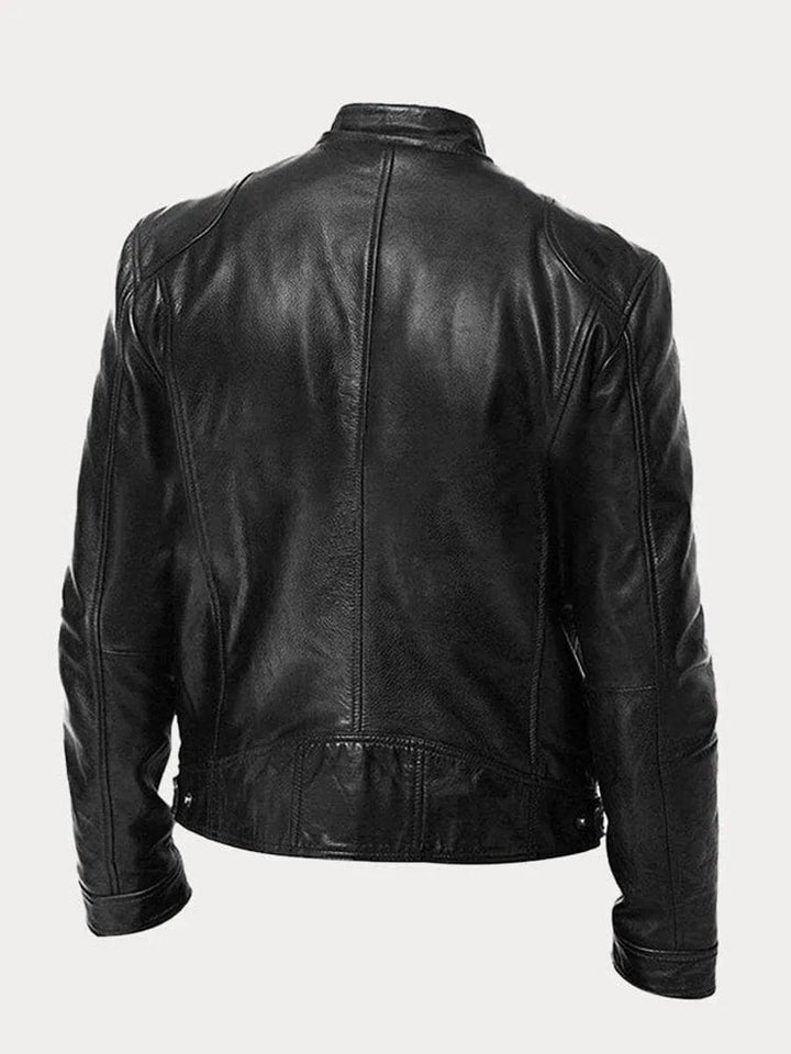 Oliver | Mens Quilted Jacket Slim-Fit Biker Faux Leather Zip-Up