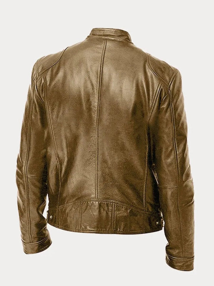 Oliver | Mens Quilted Jacket Slim-Fit Biker Faux Leather Zip-Up