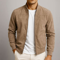 Oliver | Mens Quilted Jacket Slim-Fit Suede Bomber Jacket