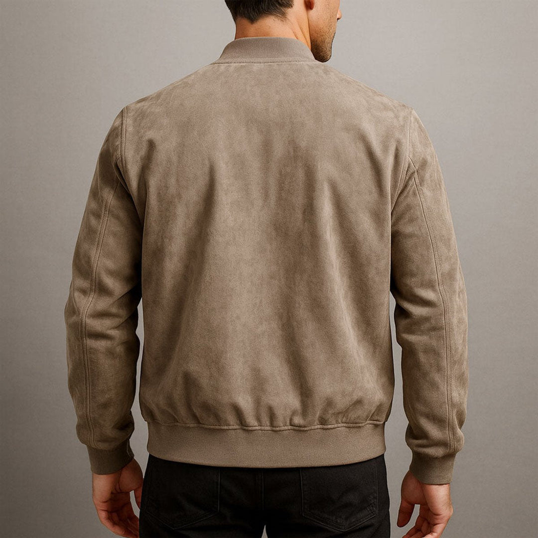 Oliver | Mens Quilted Jacket Slim-Fit Suede Bomber Jacket