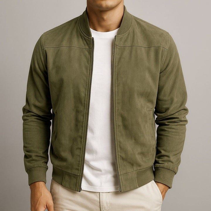 Oliver | Mens Quilted Jacket Slim-Fit Suede Bomber Jacket