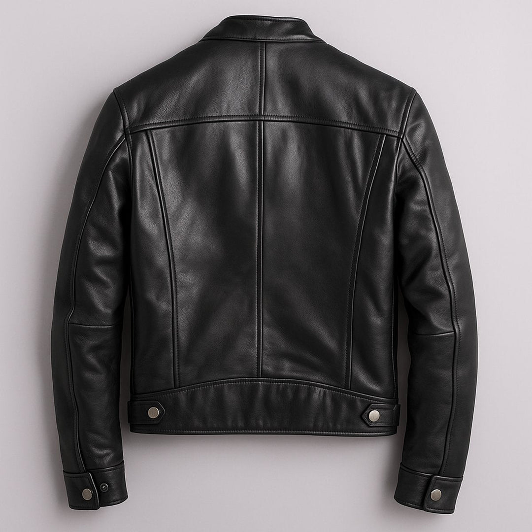 Edward | Mens Quilted Jacket Vintage Biker Style Full-Zip Leather Look