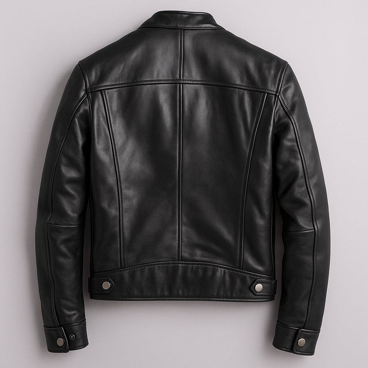 Edward | Mens Quilted Jacket Vintage Biker Style Full-Zip Leather Look
