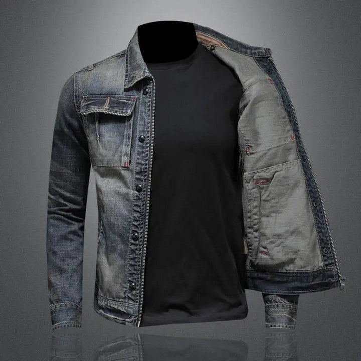 Noah | Men's Retro Vintage Washed Denim Jacket Zip-Up Outerwear