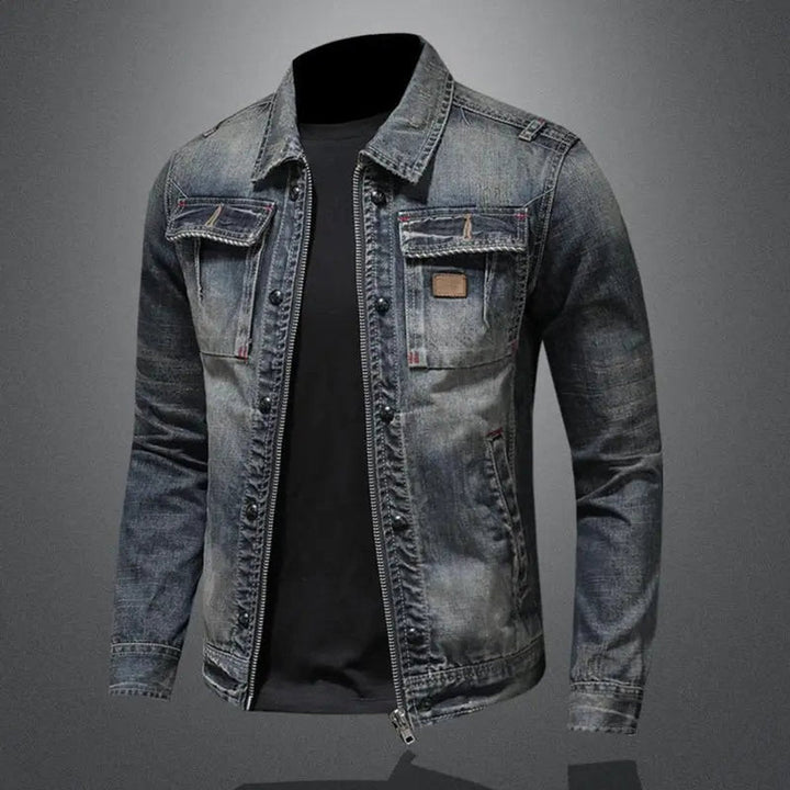 Noah | Men's Retro Vintage Washed Denim Jacket Zip-Up Outerwear