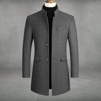 James | Men's Slim-Fit Wool Blend Coat Standing Collar Overcoat