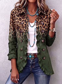 Rowena | Leopard Ombre Ruffle Blazer Jacket