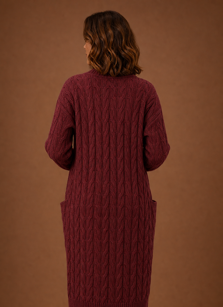 Cable Knit Cardigan for Women - Hooded Long | Areleon