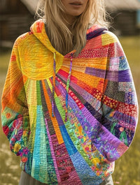 Rosie | Women Bohemian Patchwork Quilted Pullover Hoodie Sweater