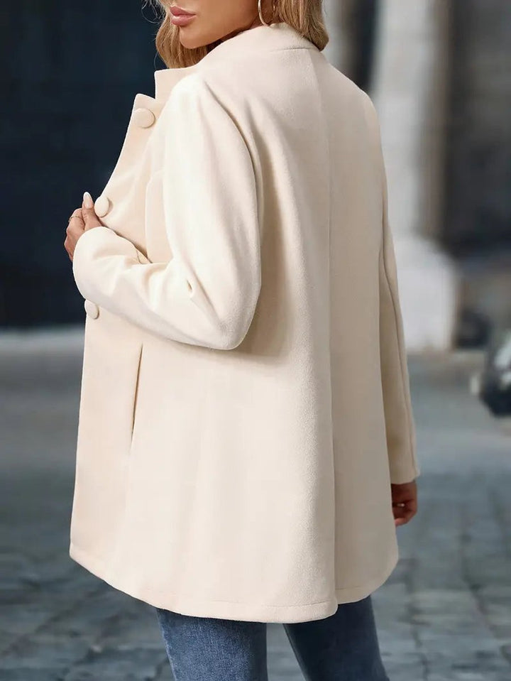 Sienna | Women Coat Stand Collar Button-Front Longline Blazer Jacket