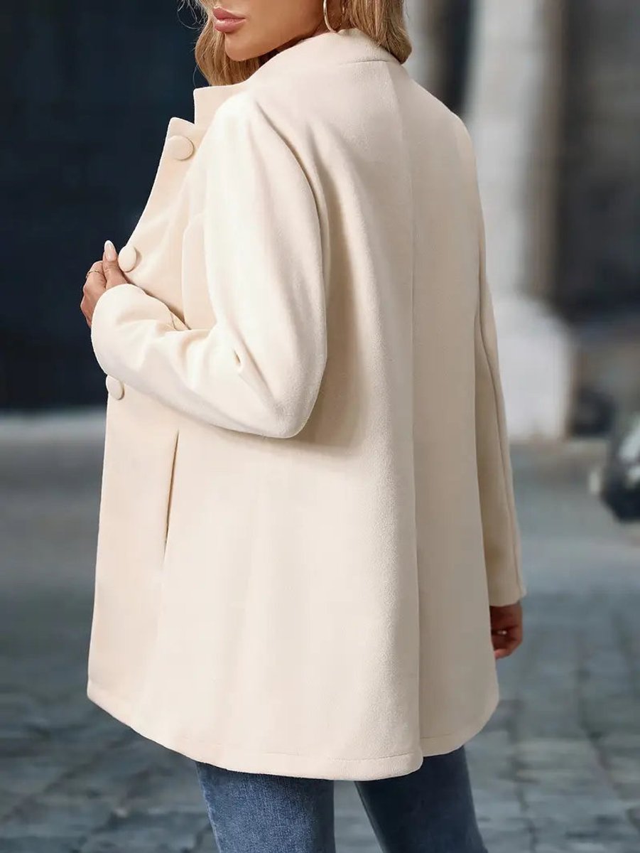 Sienna | Women Coat Stand Collar Button-Front Longline Blazer Jacket