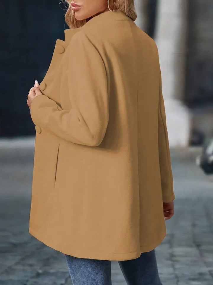 Sienna | Women Coat Stand Collar Button-Front Longline Blazer Jacket