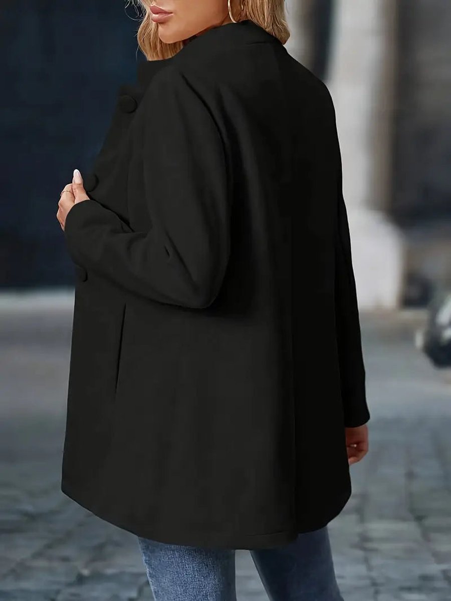 Sienna | Women Coat Stand Collar Button-Front Longline Blazer Jacket