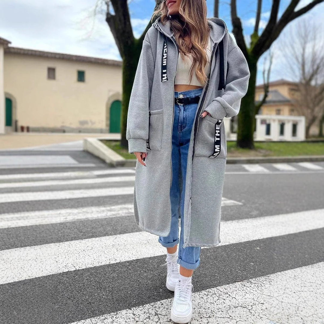 Isla | Women Oversized Hooded Long Coat Zip-Up Fleece Outerwear