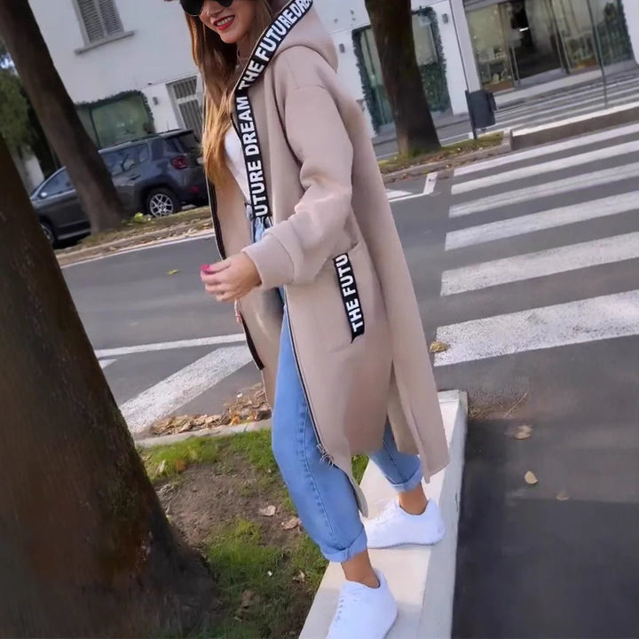 Isla | Women Oversized Hooded Long Coat Zip-Up Fleece Outerwear