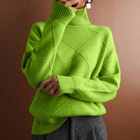 Olivia | Women's Argyle Knit Relaxed-Fit Turtleneck Sweater