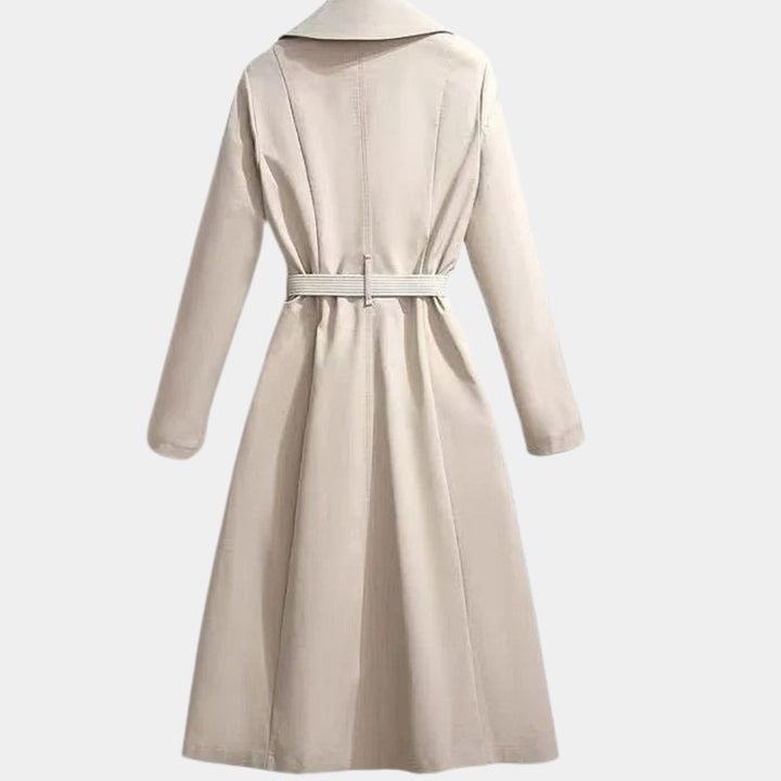 Emily | Women's Belted Midi Trench Coat Relaxed Fit Long Sleeve