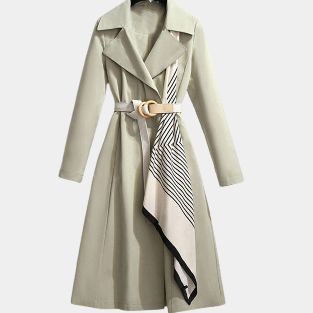 Emily | Women's Belted Midi Trench Coat Relaxed Fit Long Sleeve