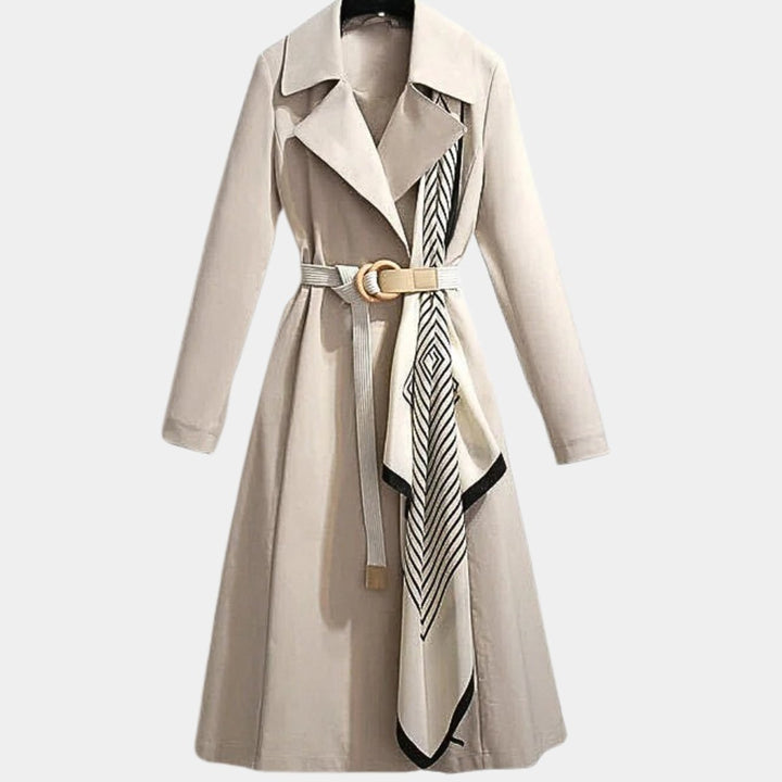 Emily | Women's Belted Midi Trench Coat Relaxed Fit Long Sleeve