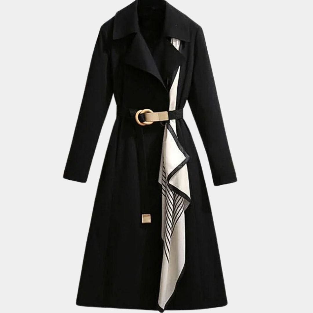 Emily | Women's Belted Midi Trench Coat Relaxed Fit Long Sleeve