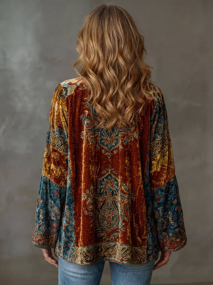 Florence | Women's Boho Vintage Loose-Fit Quilted Jacket Kimono Cardigan