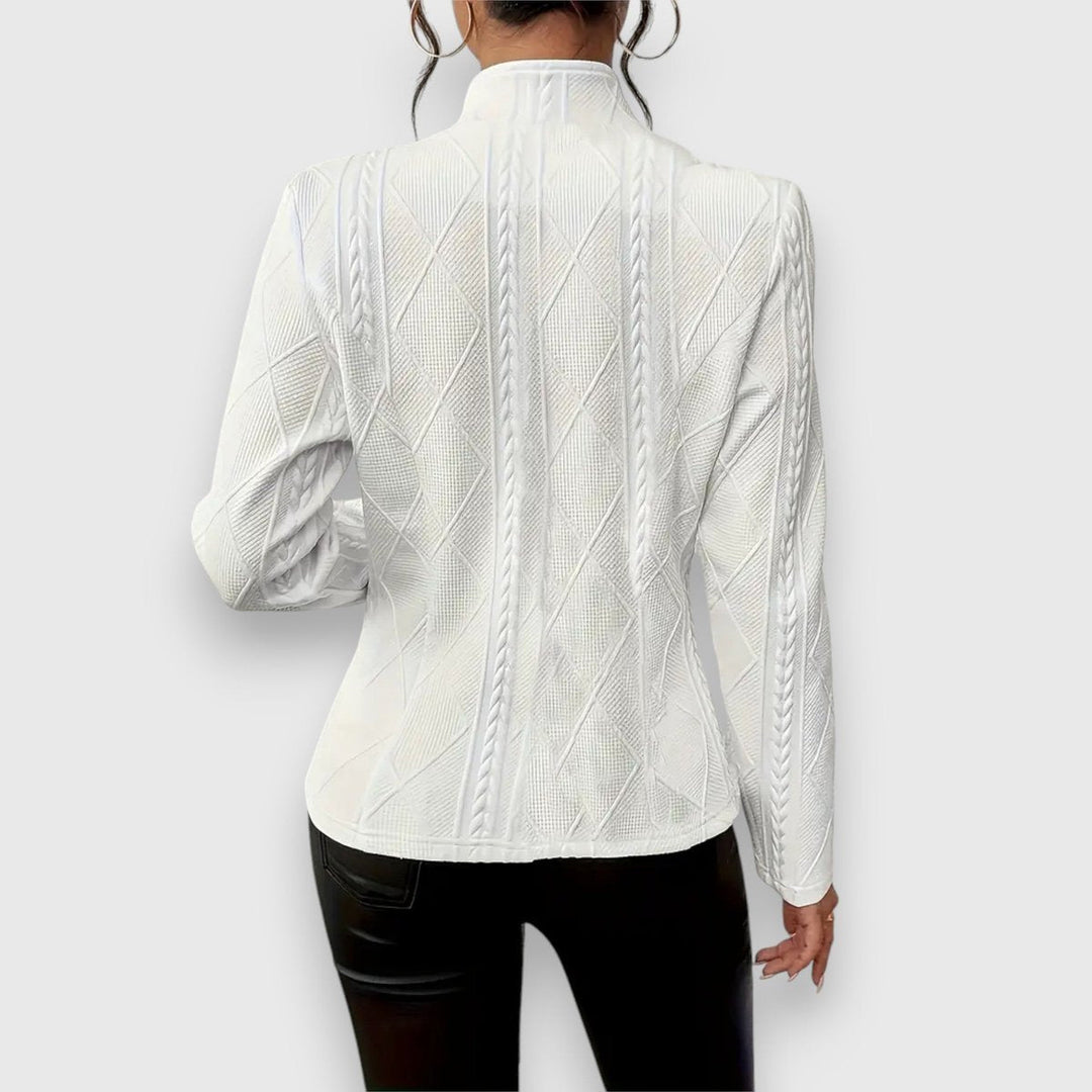 Ivy | Women's Cable-Knit Mock-Neck Long-Sleeve Fitted Jumper