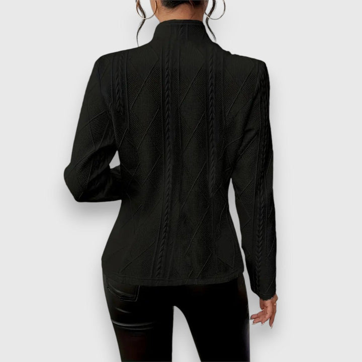 Ivy | Women's Cable-Knit Mock-Neck Long-Sleeve Fitted Jumper