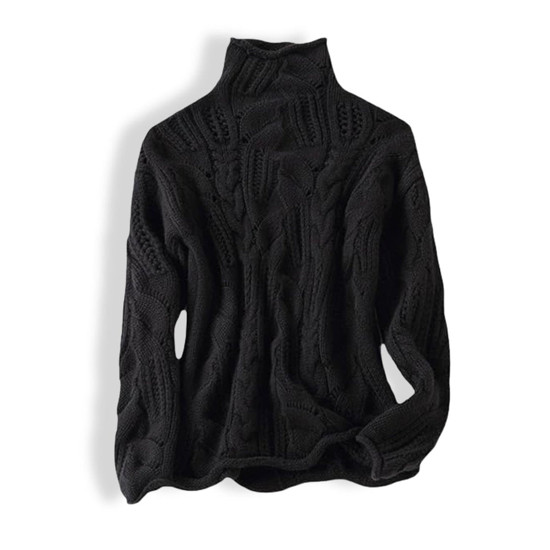 Emily | Women's Cable Knit Sweater Turtleneck Loose Fit Jumper