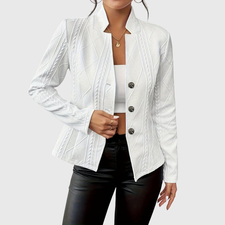 Willow | Women's Cable-Knit Textured Button-Front Tailored Blazer Jacket